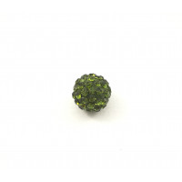 Bille pavé style shamballa 10 mm vert olive